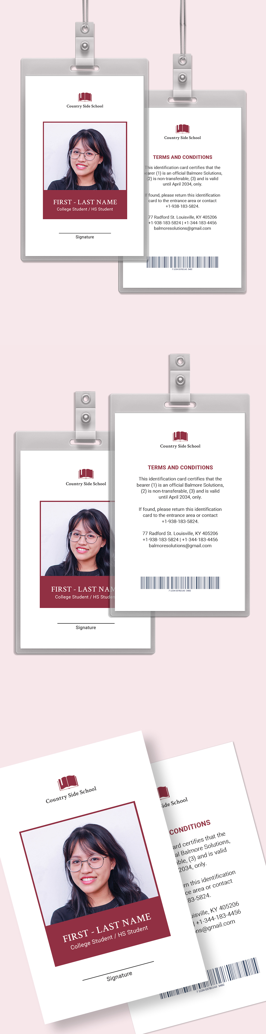 Free Blank School ID Card Template Illustrator Word Apple Pages