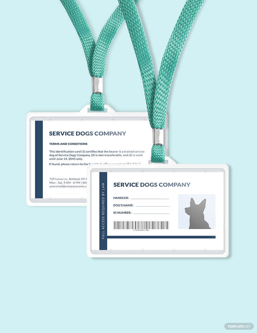 Blank Service Dog/Animal ID Card Template