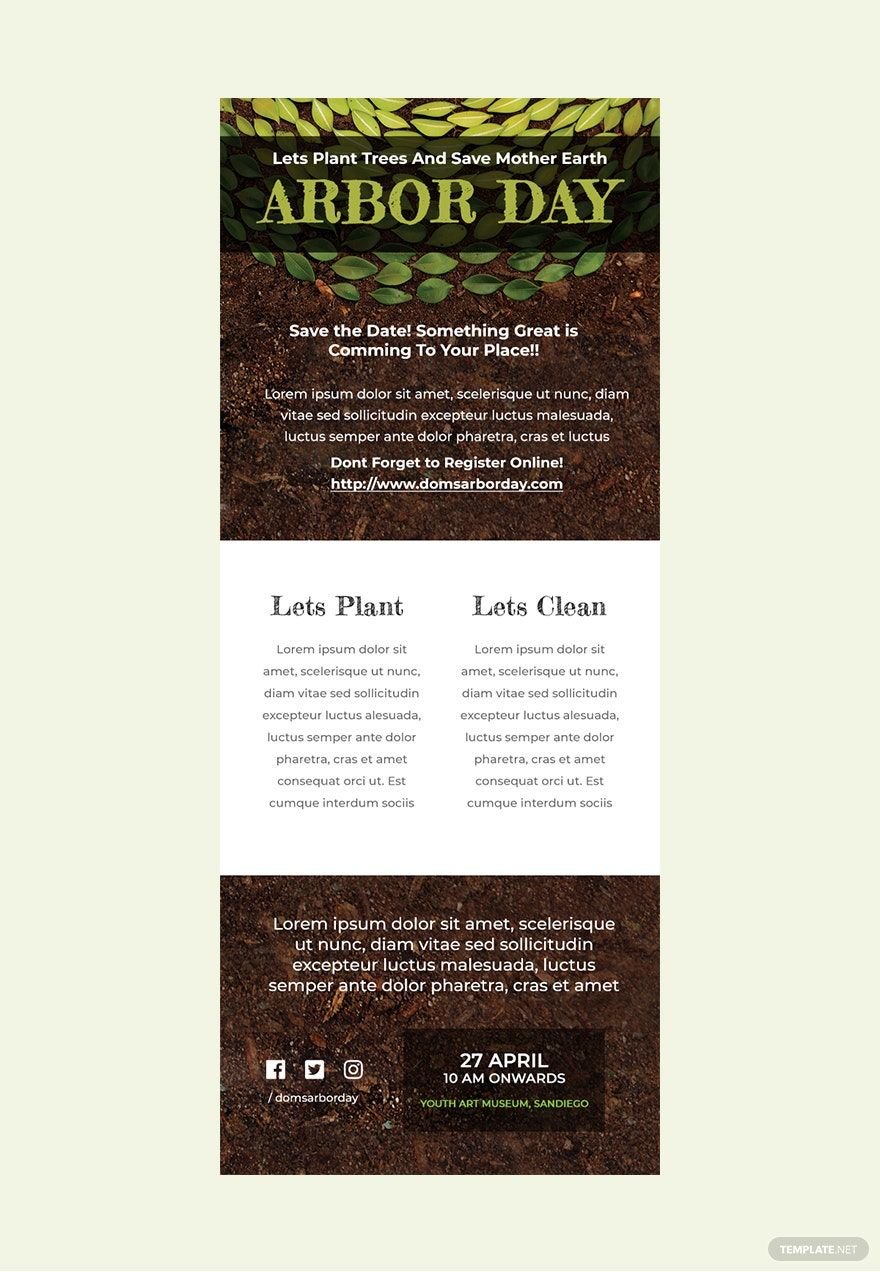 Free Arbor Day Email Newsletter Template in PSD, Outlook, HTML5