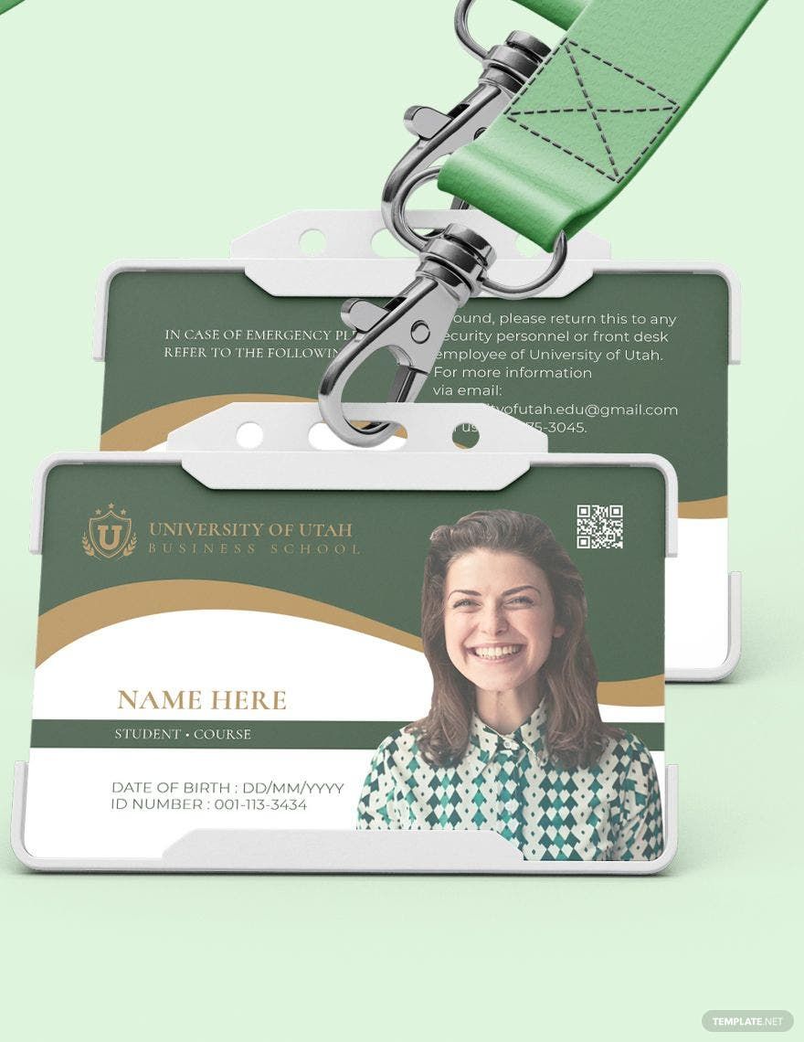 Blank University ID Card Template