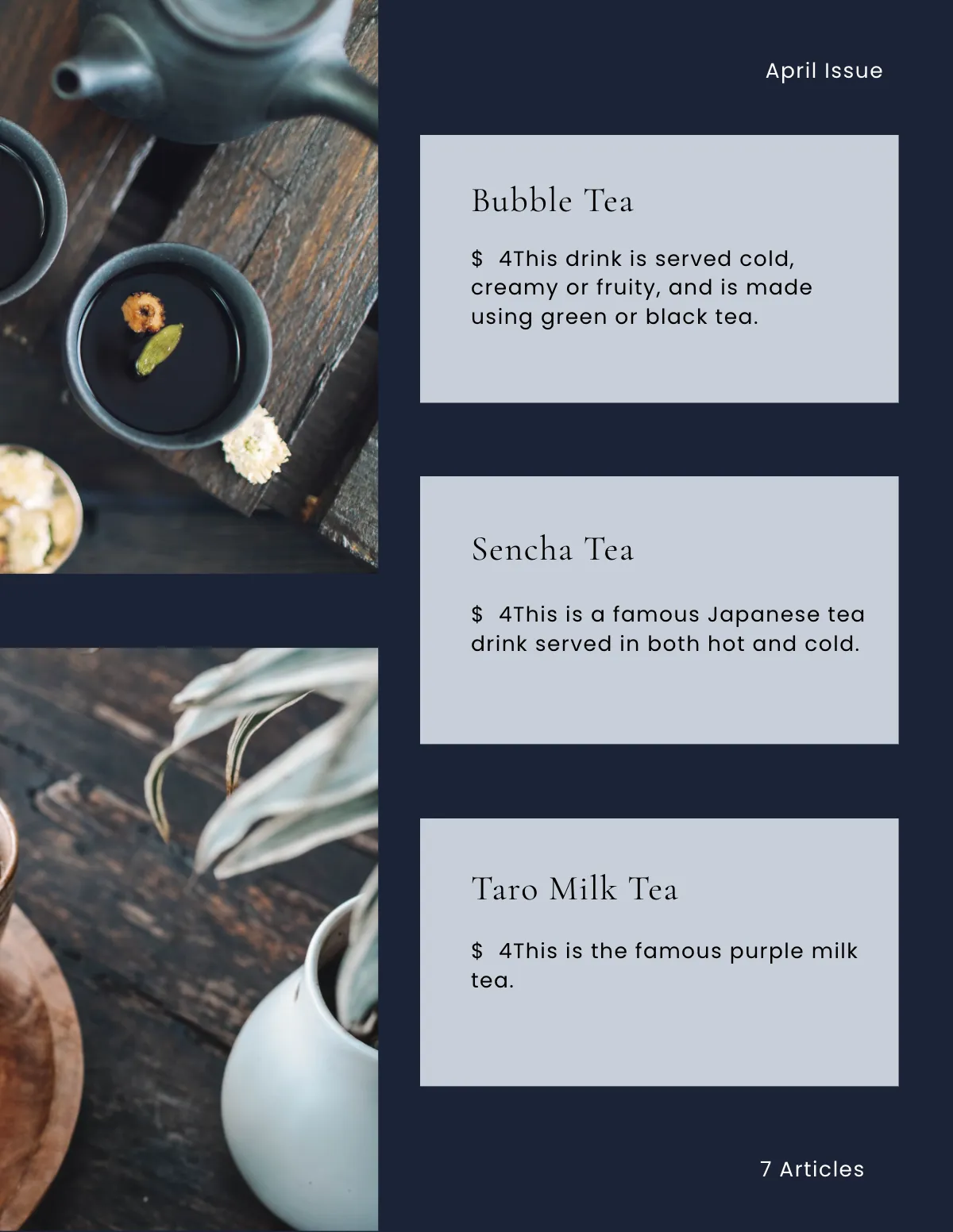 Free Tea Store Catalog Template to Edit Online
