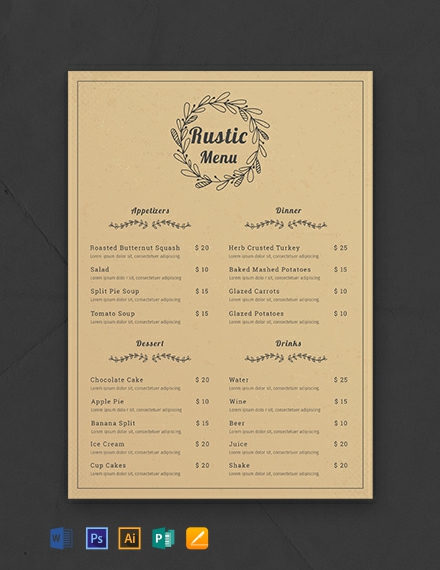 restaurant menu templates free download word