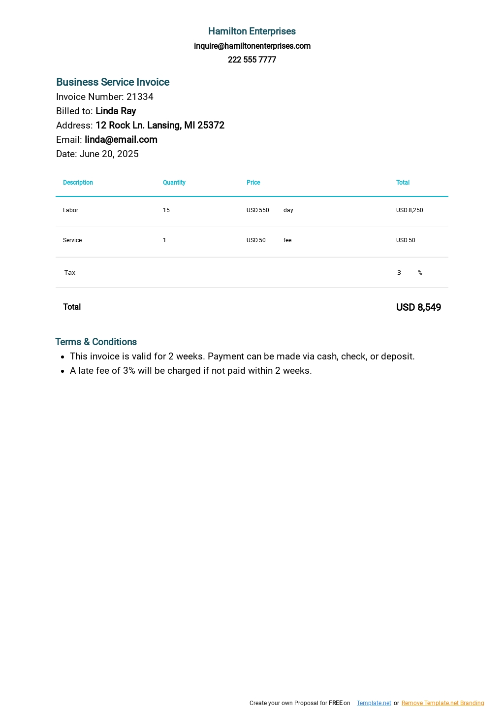 Editable Service Invoice Template Free PDF Google Docs Google 