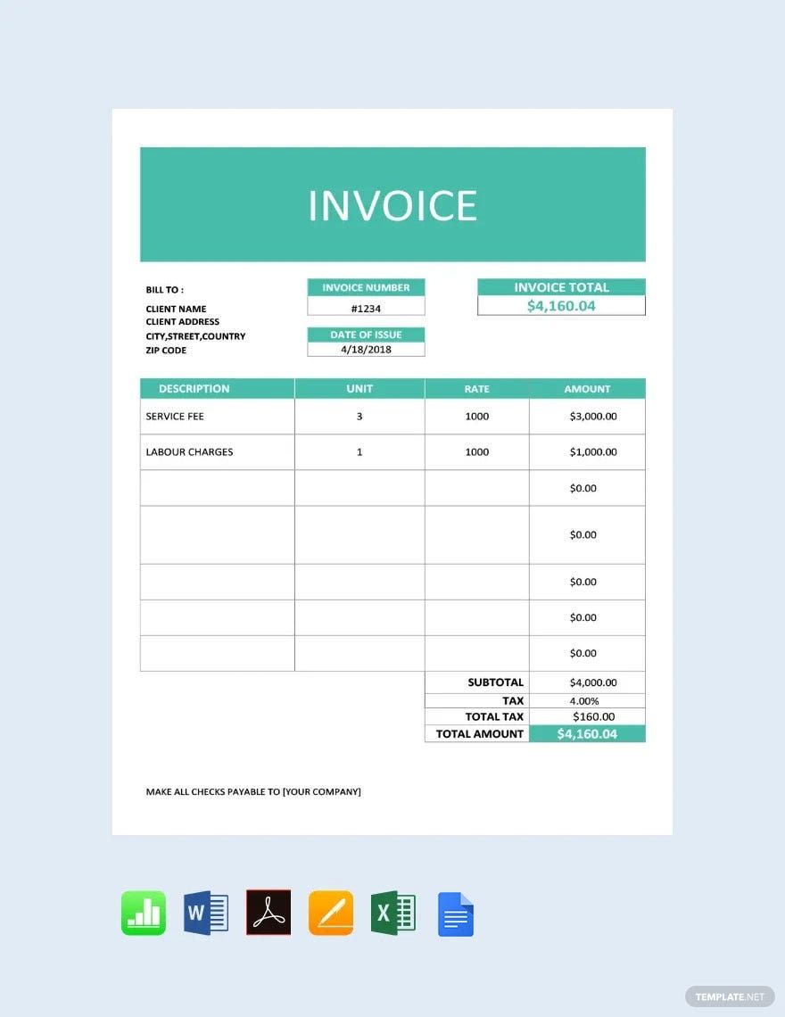 Business Service Invoice Template