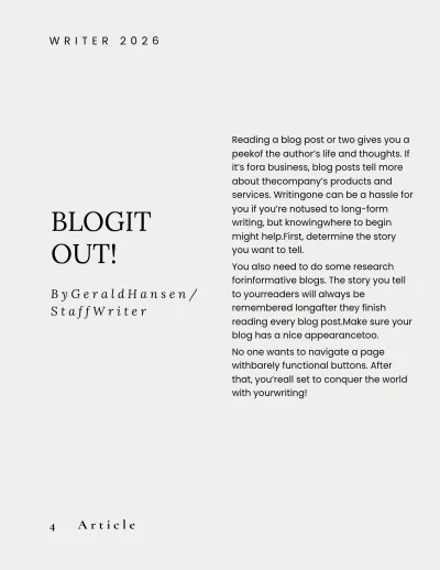 Free Zine Sample Template to Edit Online