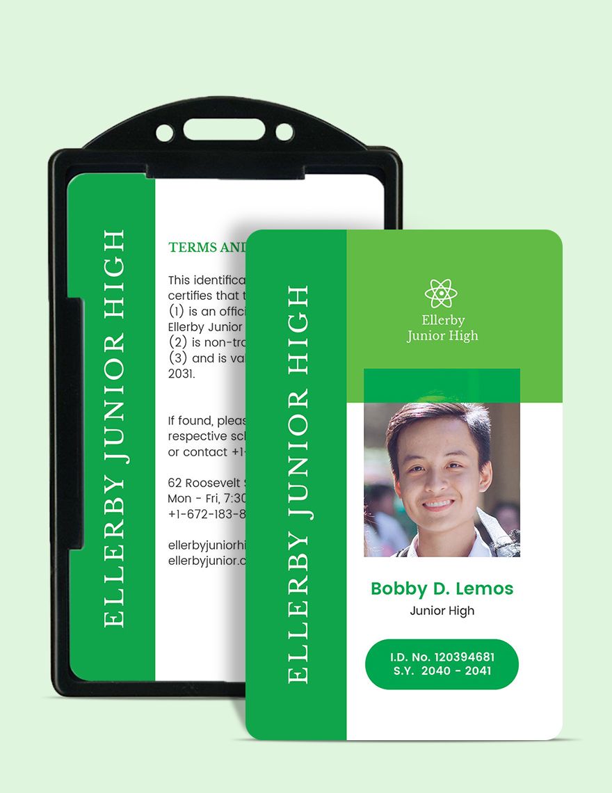 High School ID Card Editable