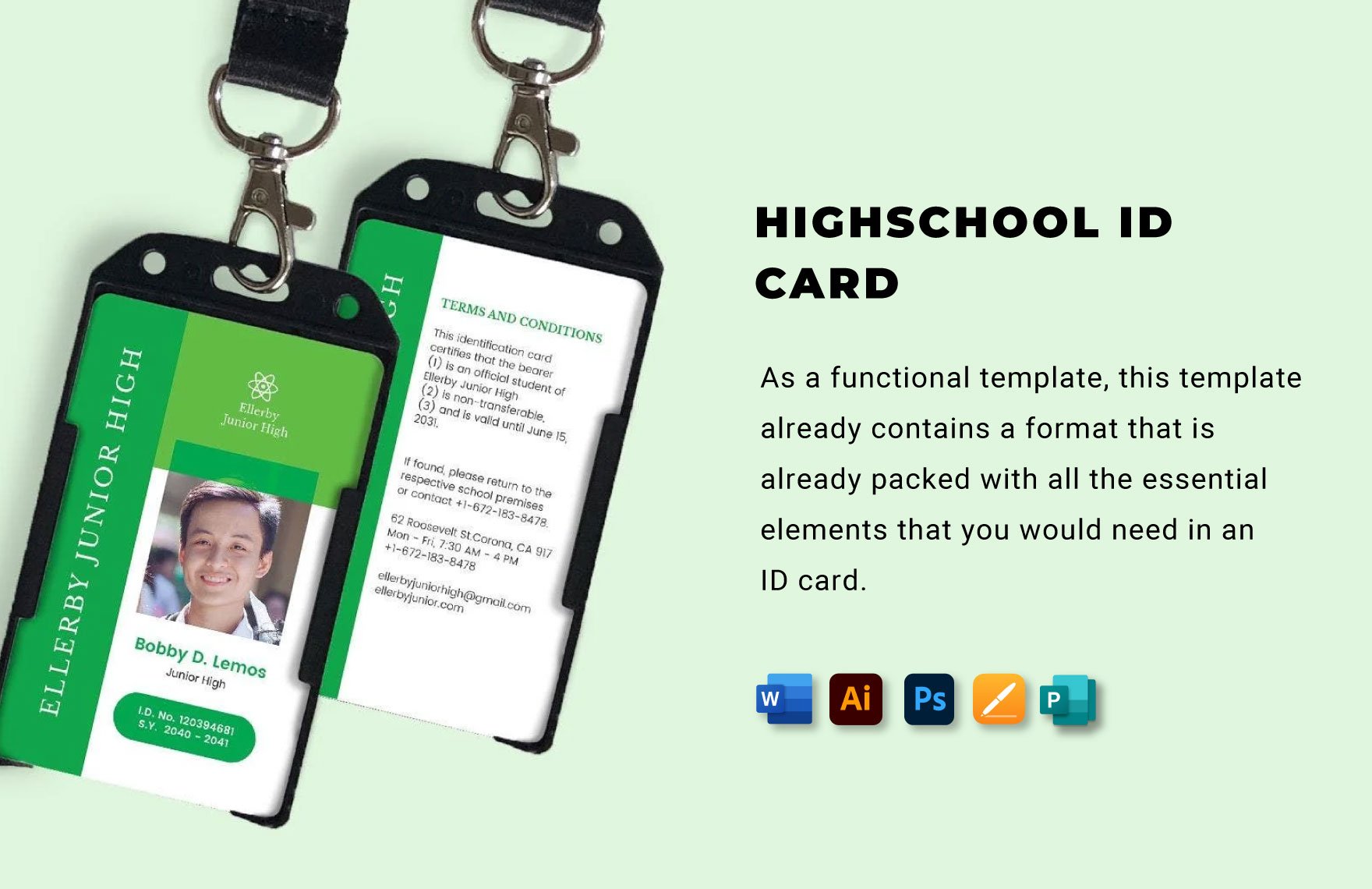 High School ID Card Template