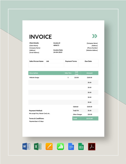 Web and Mobile App Development Services Invoice Template - Google Docs ...