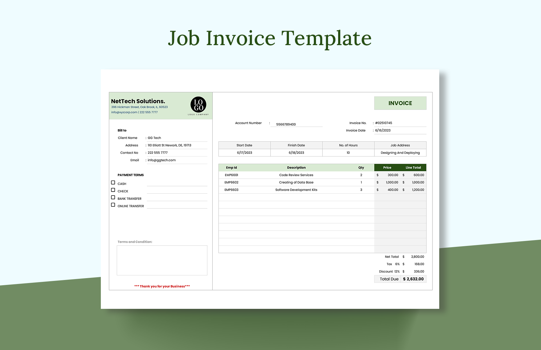 Job Invoice Template