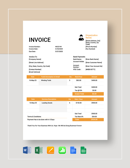 5+ Labour Invoice Templates - PDF, Word