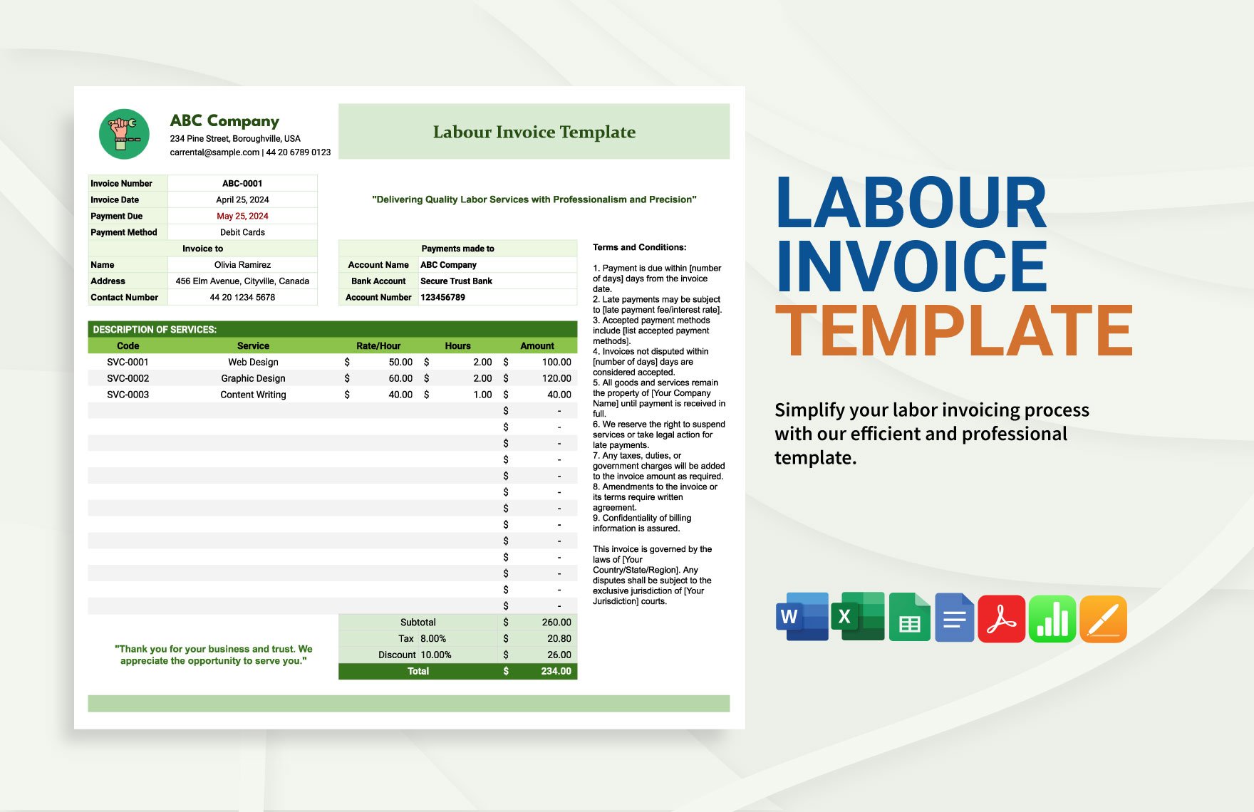 Labour Invoice Template