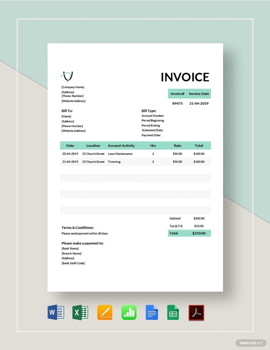 Landscaping Invoice Template
