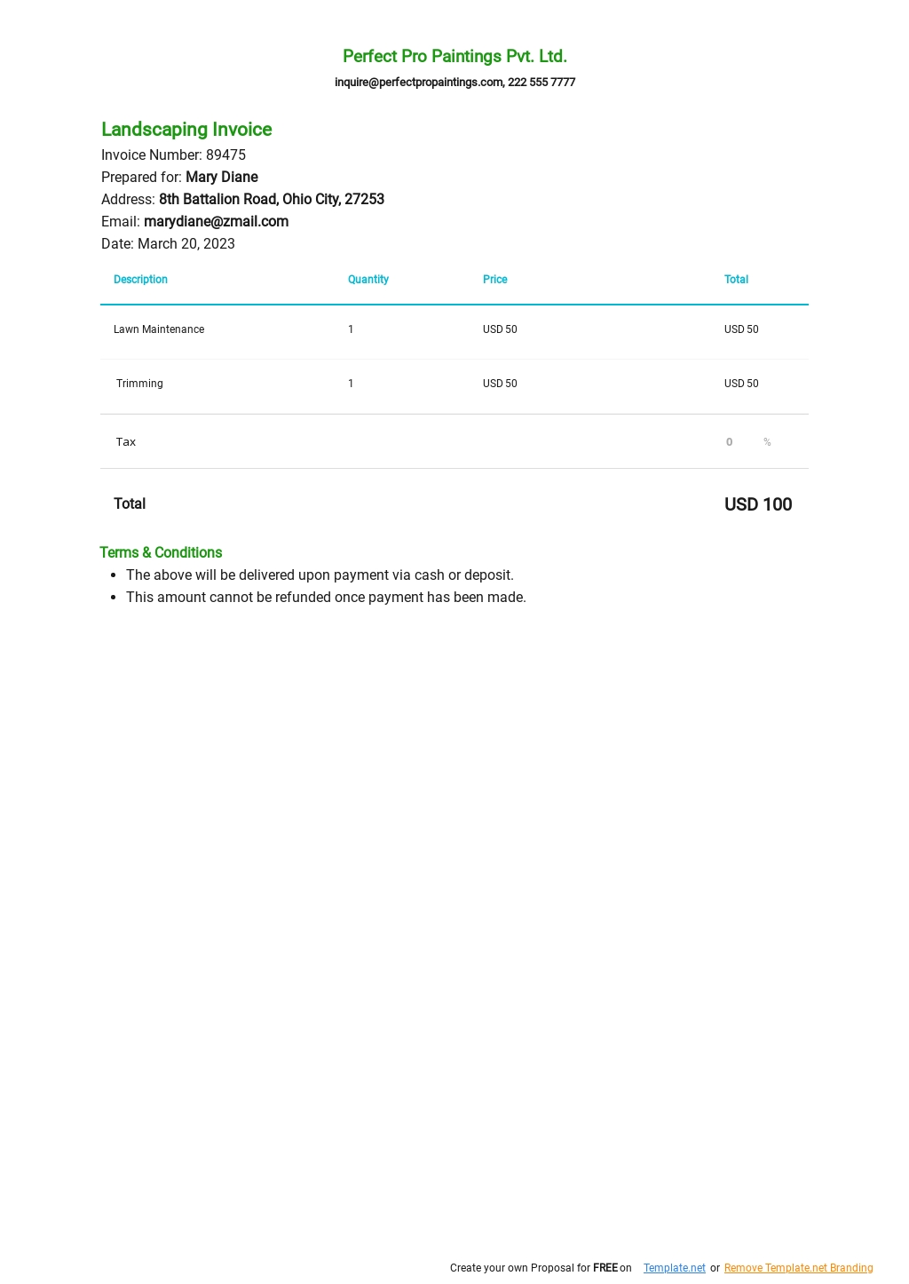 view landscaping invoice template pictures invoice template ideas