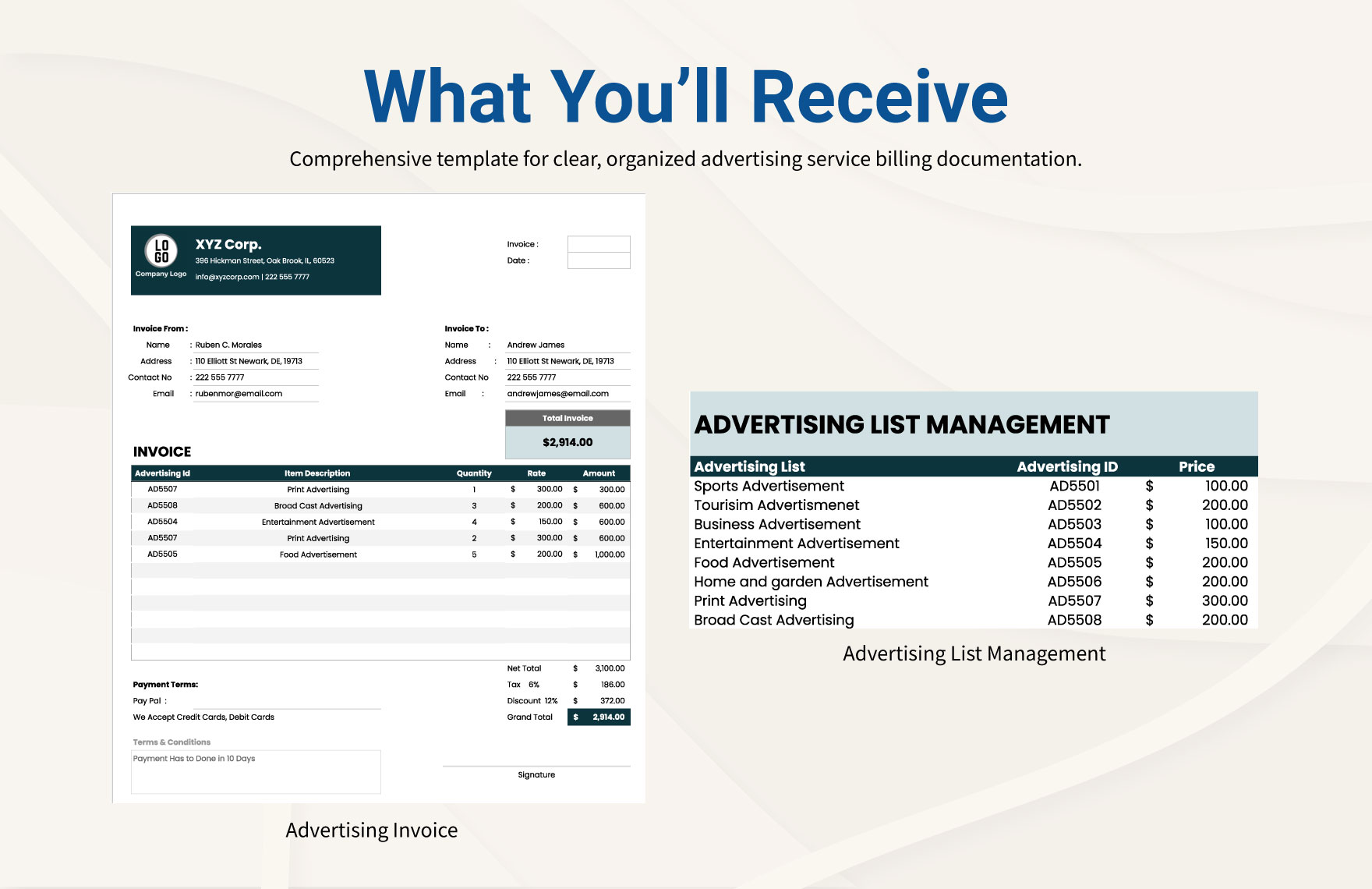Advertising Invoice Template