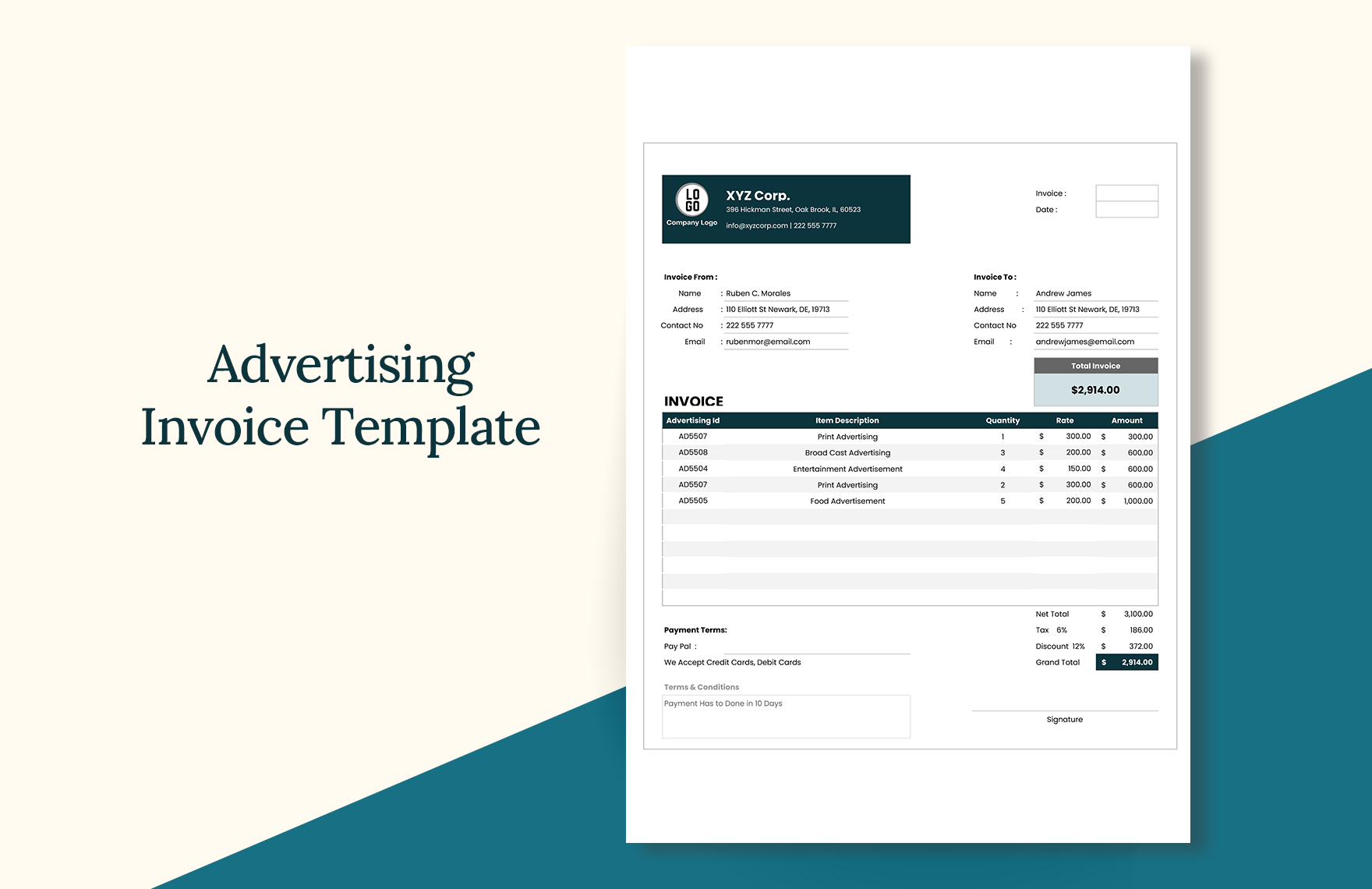 Sample Advertising Agency Invoice Template Download in Word, Google