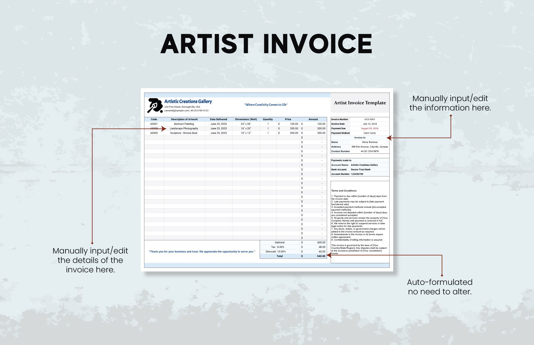 Artist Invoice Template