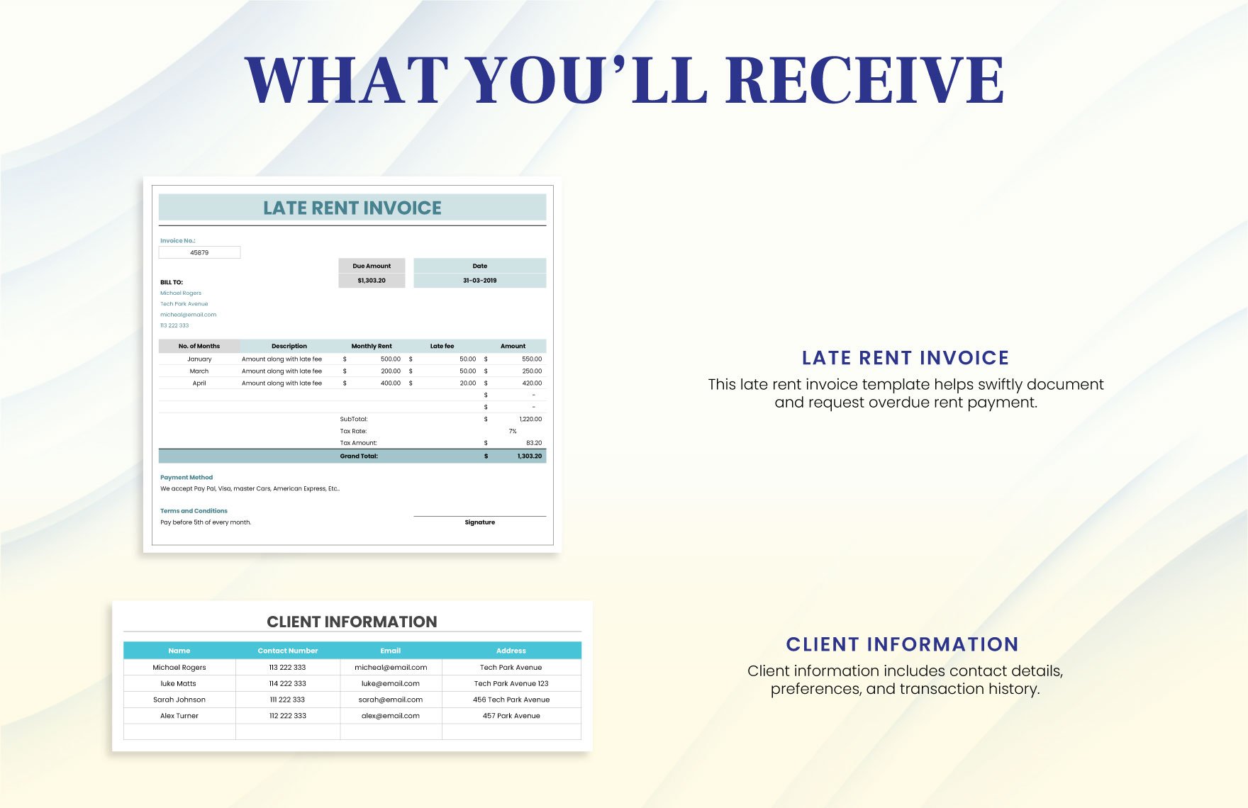 Late Rent Invoice Template