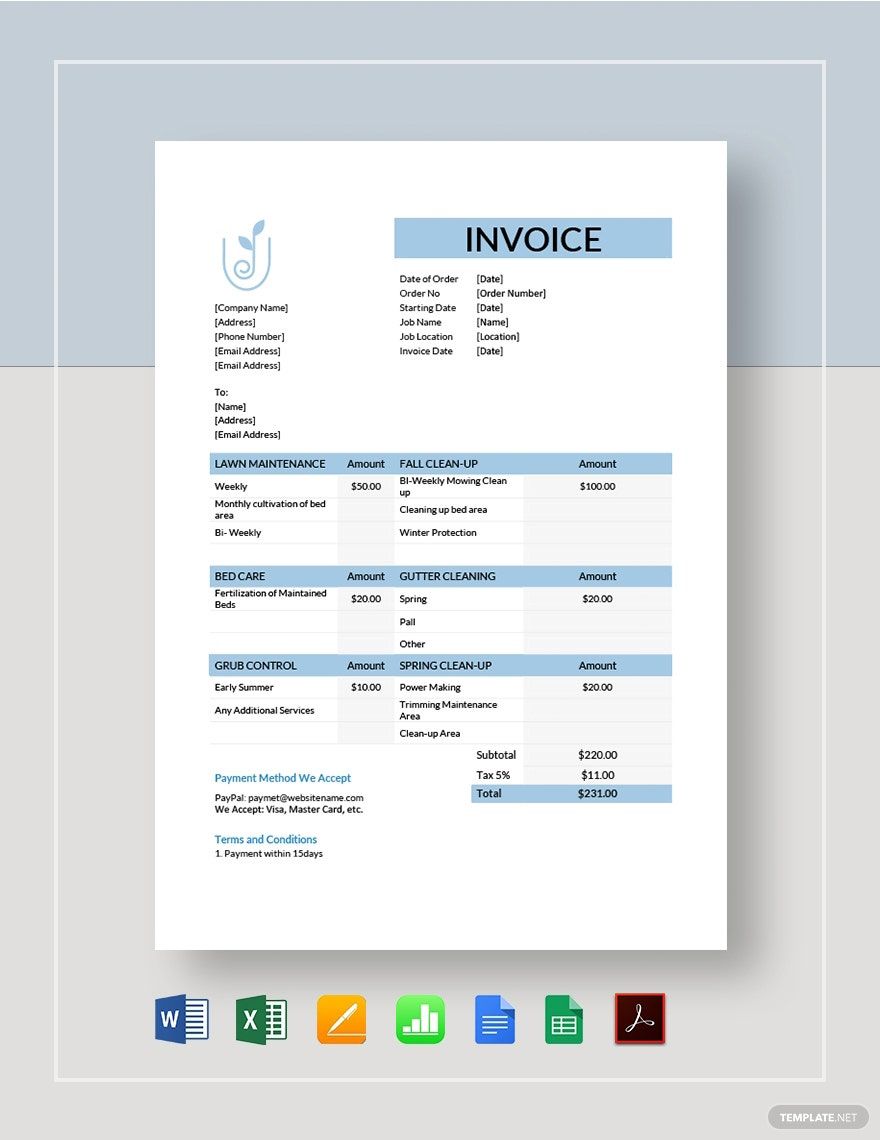 Lawn Care Invoice Template