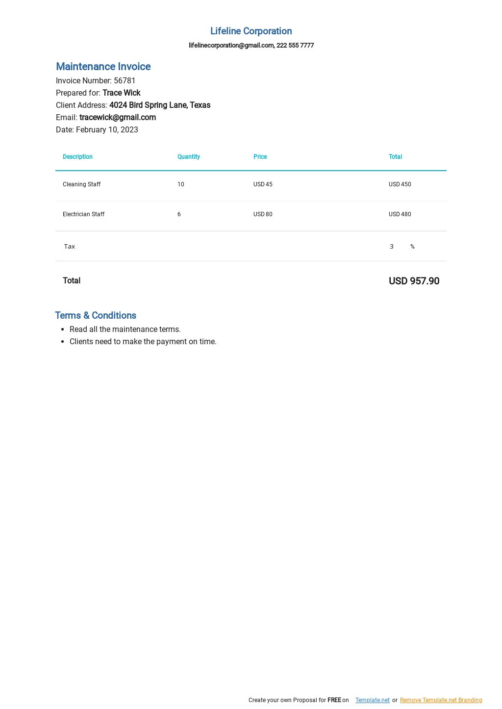 free invoice template doc download