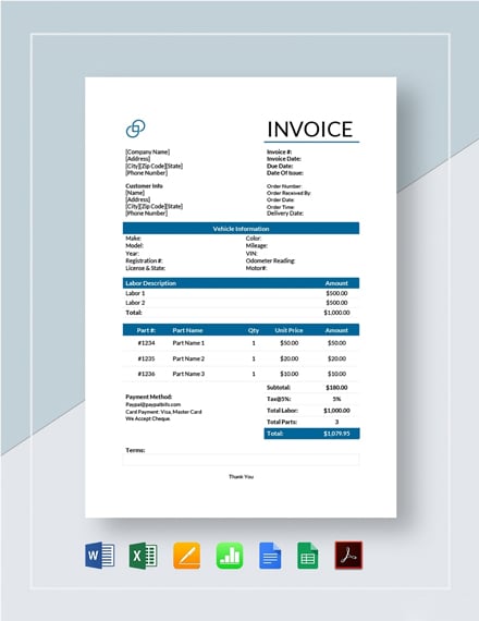 google invoices template