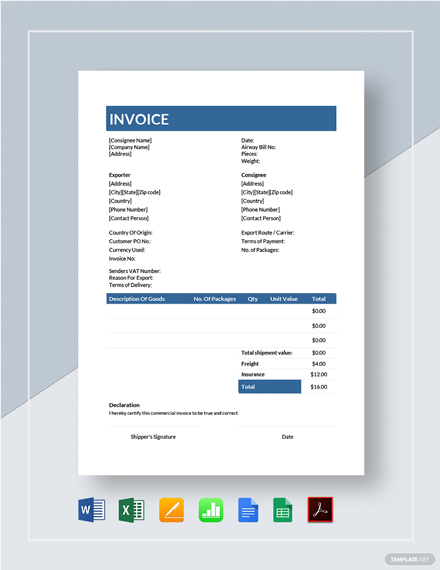 download commercial invoice templates pdf word excel google documents invoice template