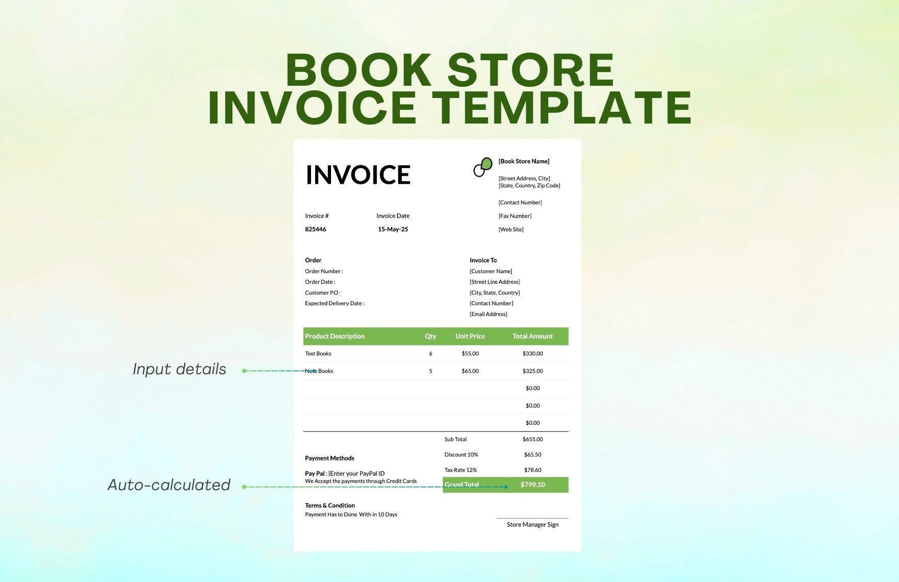 Book Store Invoice Template