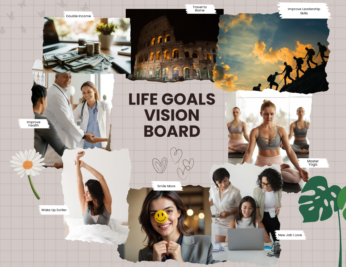 Life Goals Vision Board Template