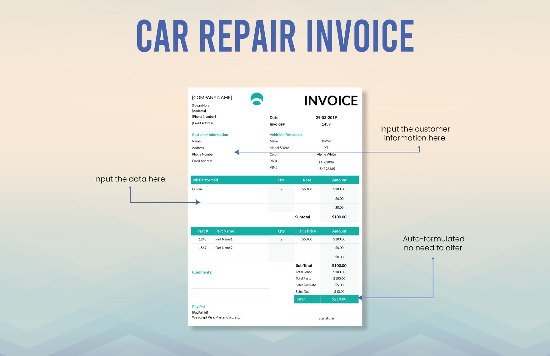 Car Repair Invoice Template