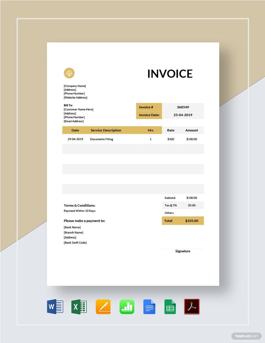 Notary Invoice Template Google Docs Google Sheets Excel Word