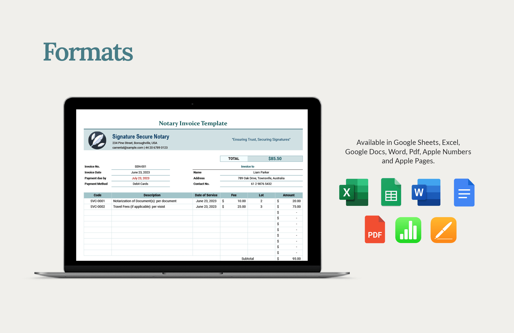 Notary Invoice Template