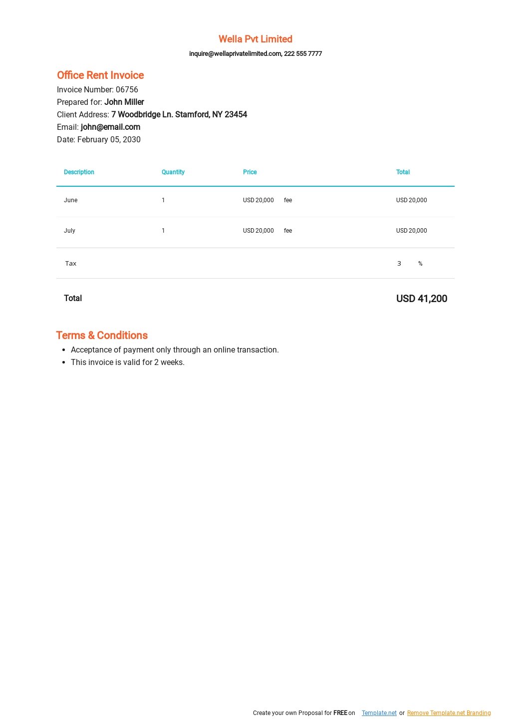 Office Rent Invoice Format Template.jpe