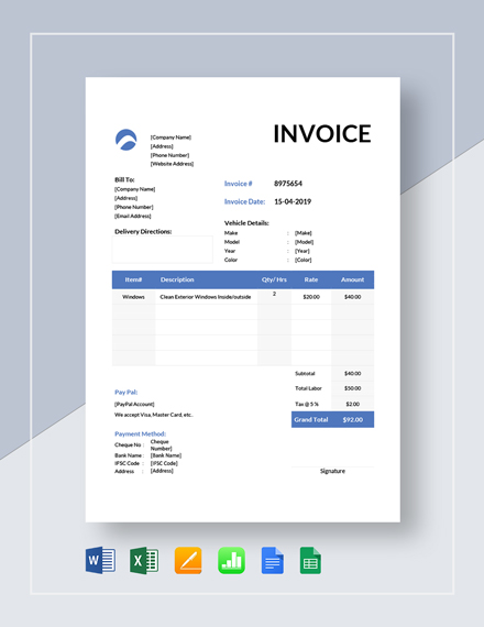 2+ Car Wash Invoice Templates - Word, Excel