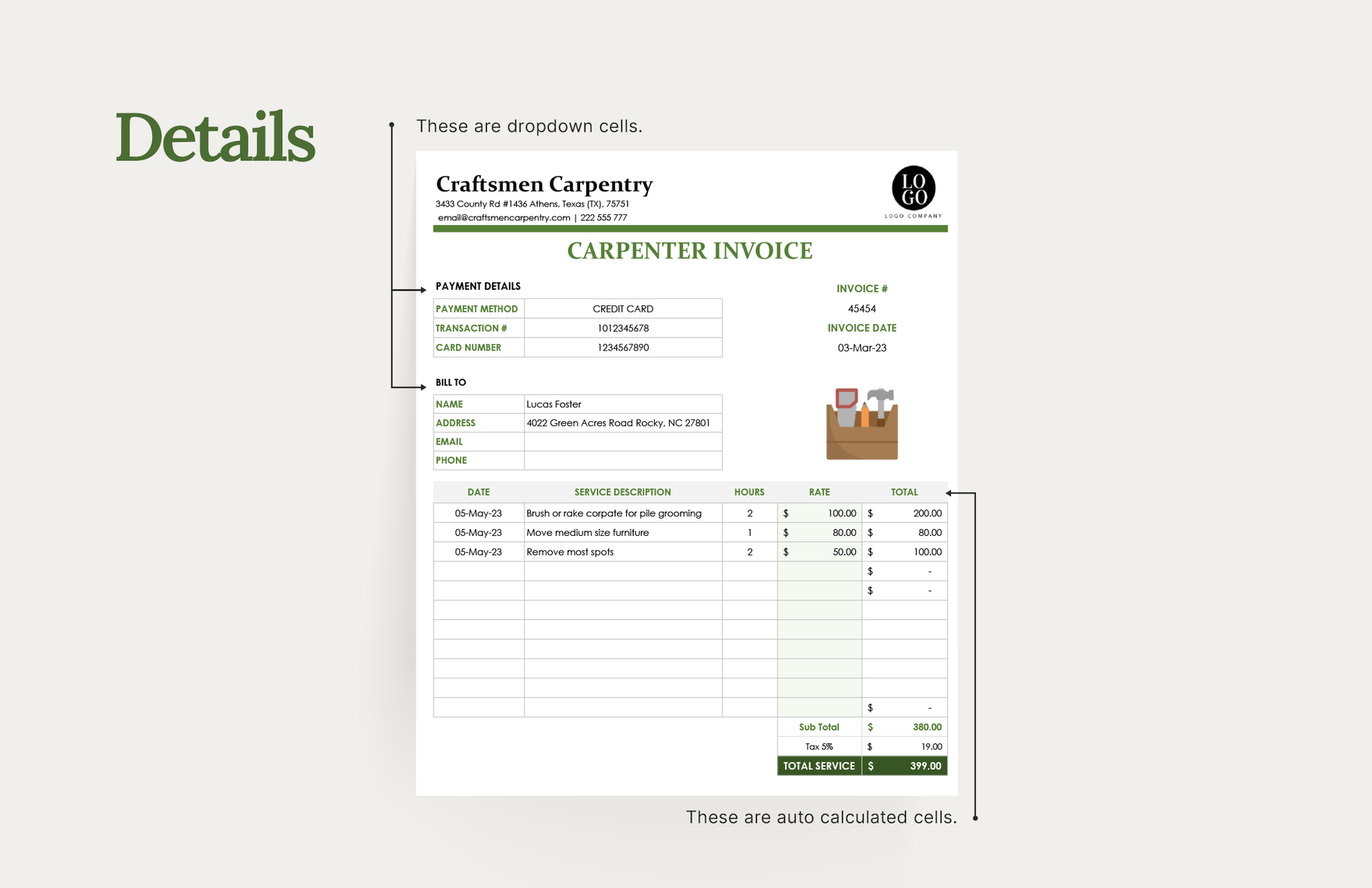 Carpenter Invoice Template