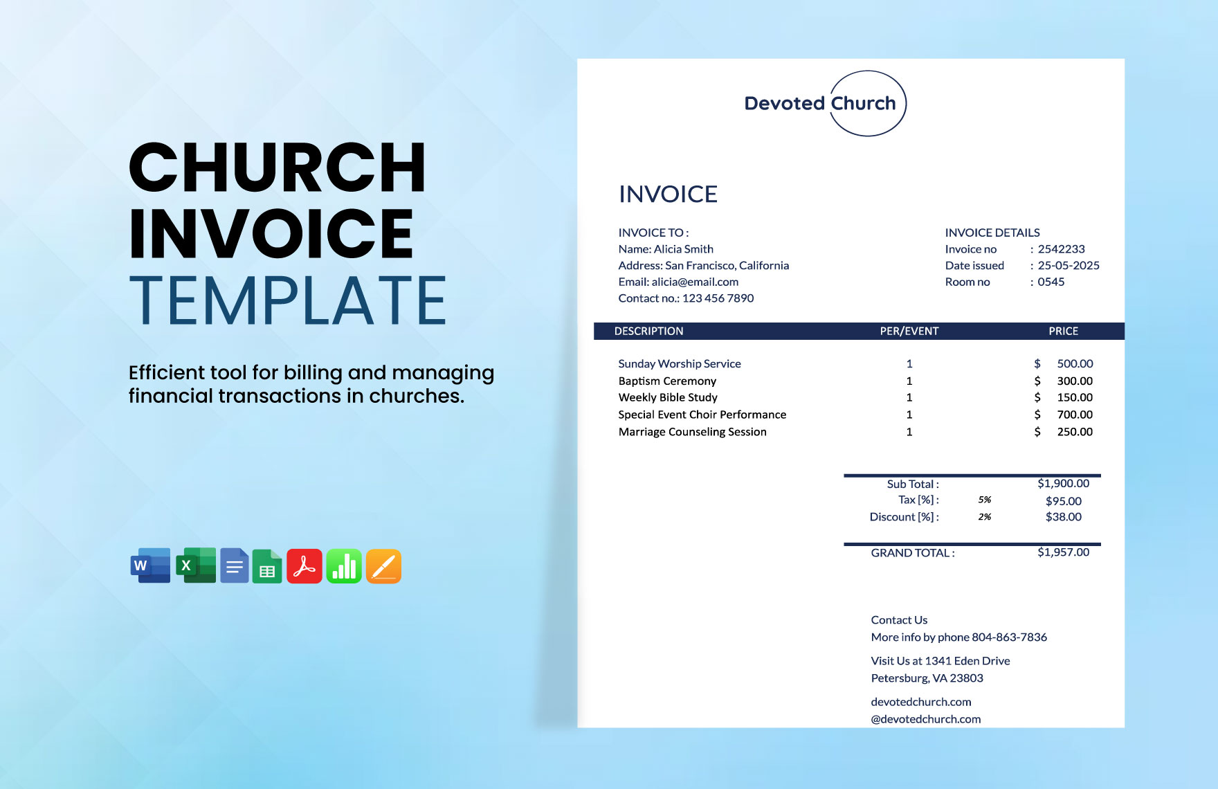 Church Invoice Template