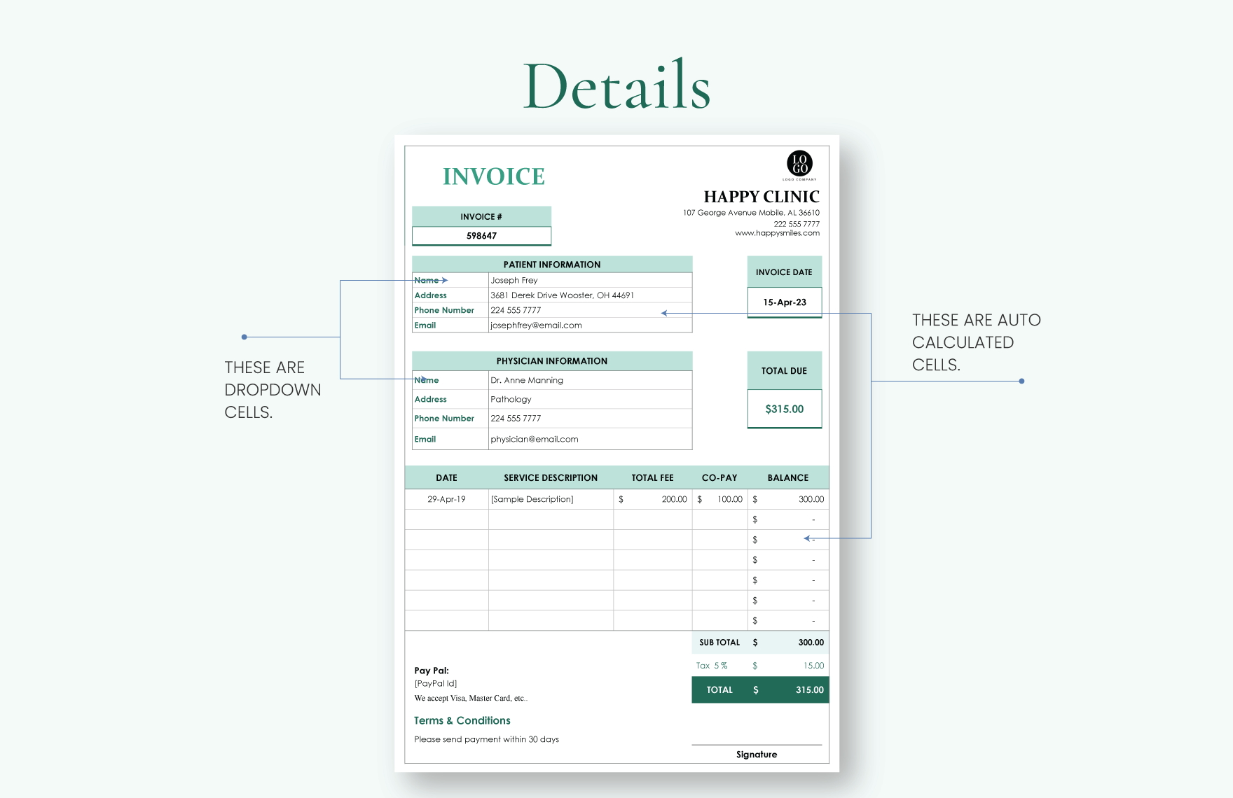 Clinic Invoice Template