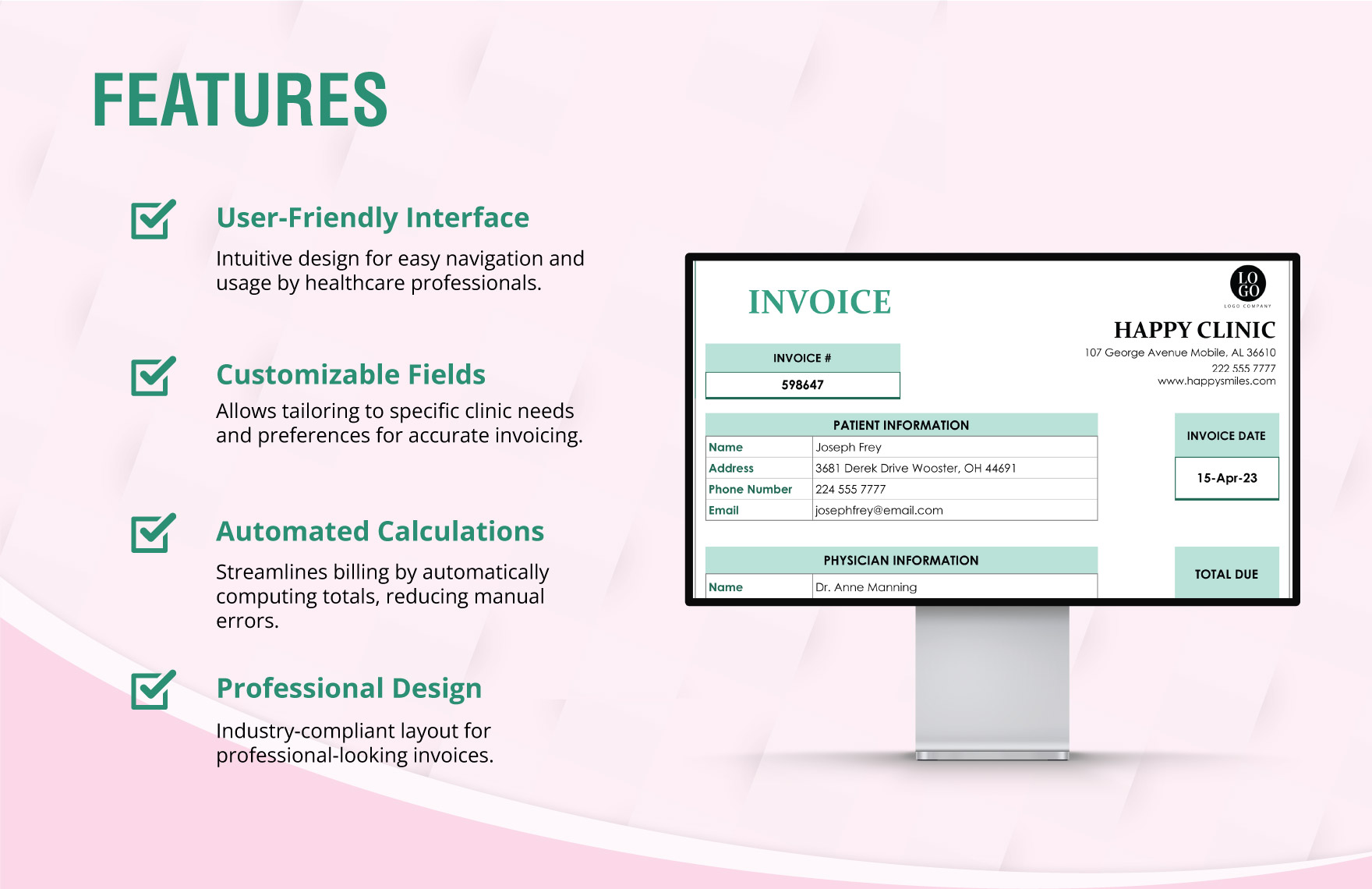Clinic Invoice Template