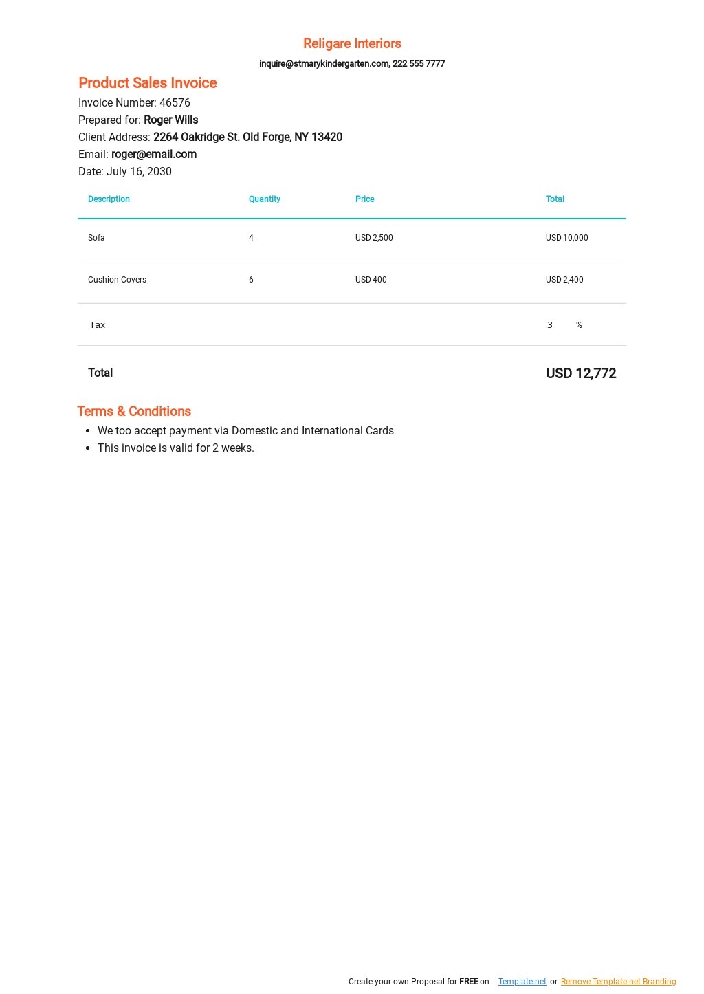 Free Sales Invoice Template In Apple Mac Numbers Template Net