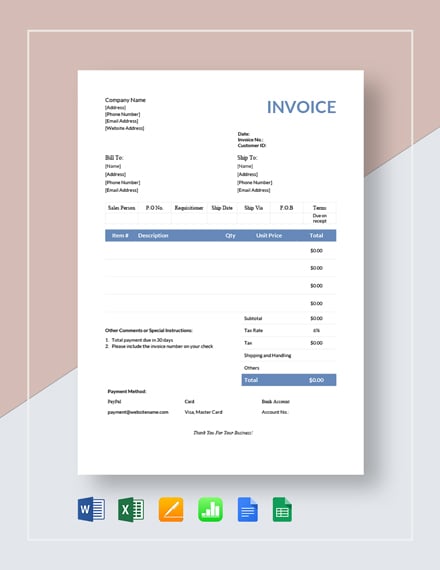 product sales invoice