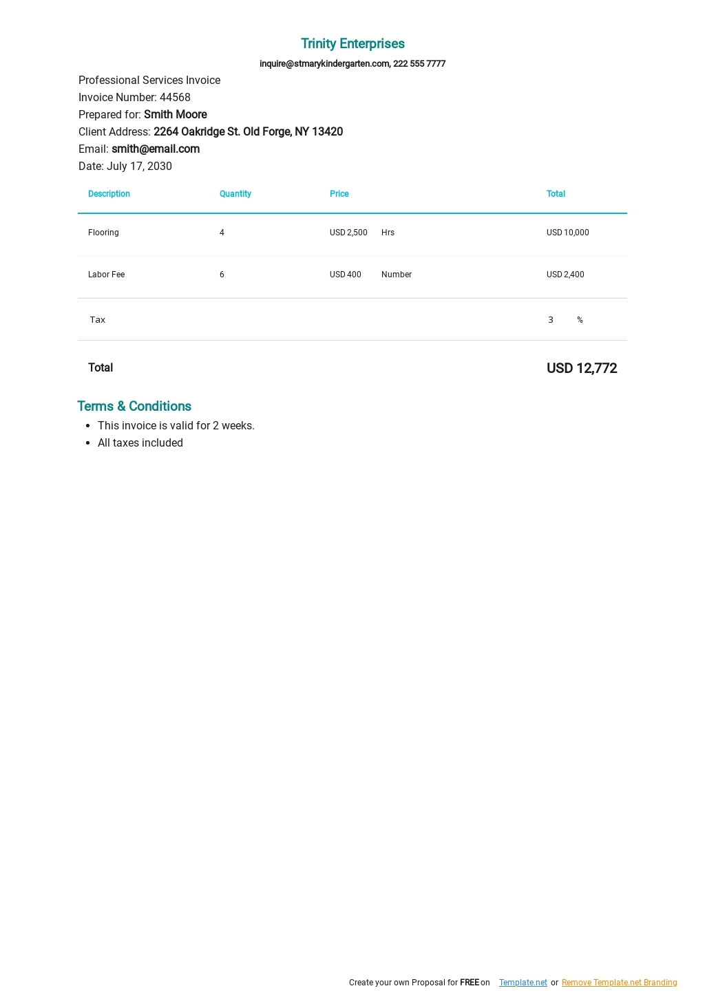 Invoice Template Filetype Doc