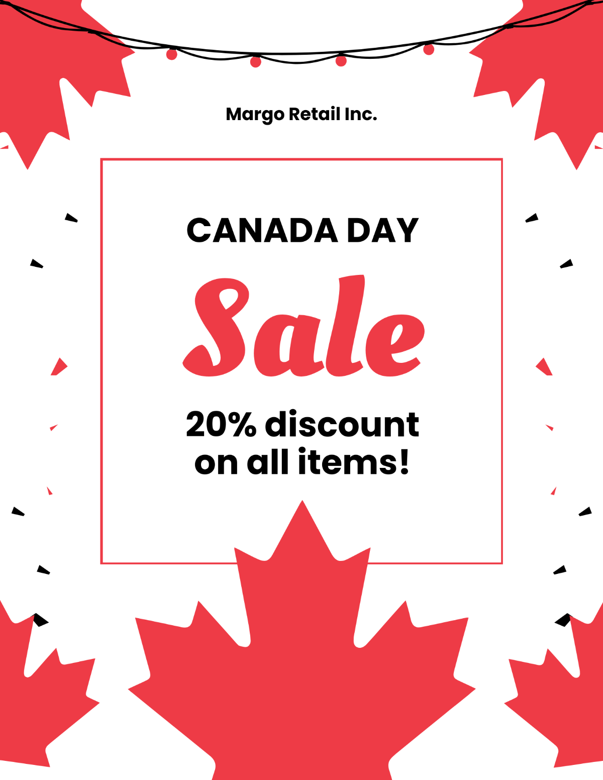 Free Canada Day Retail Sale Flyer Template