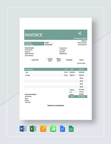 commercial lease invoice