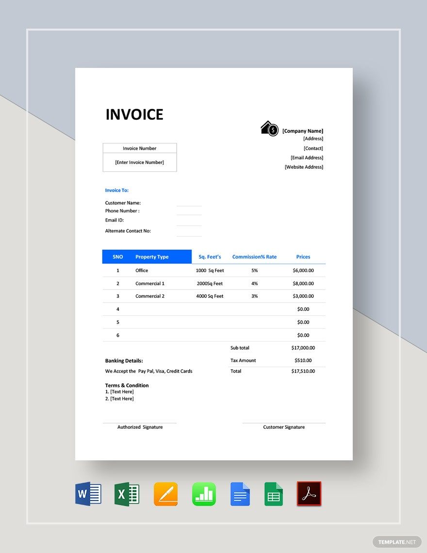 Commercial Real Estate Invoice Template