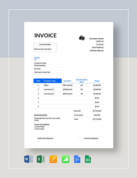 13 free real estate invoice templates free word pdf