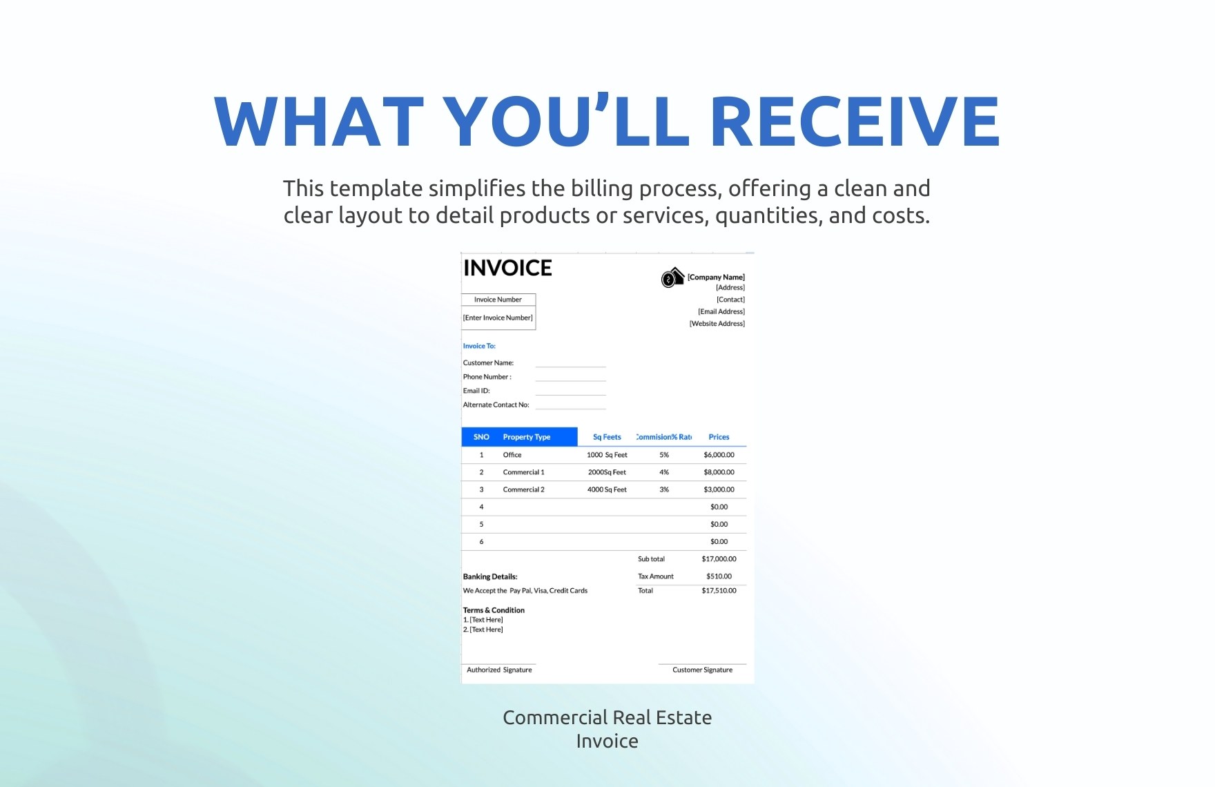 Commercial Real Estate Invoice Template