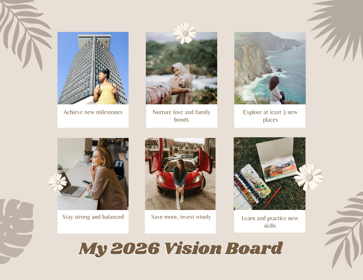 Free Digital Vision Board Template to Edit Online