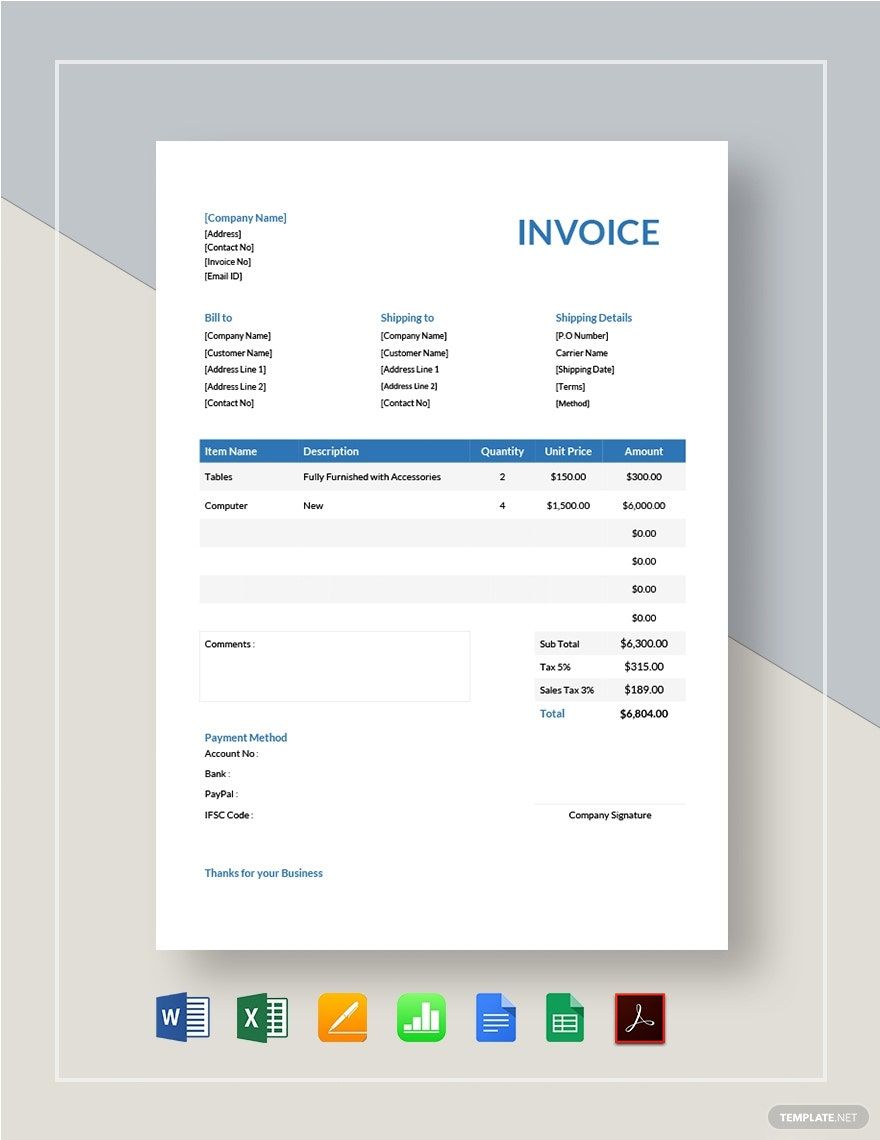 Free Moving Company Invoice Template - Google Docs, Google Sheets ...