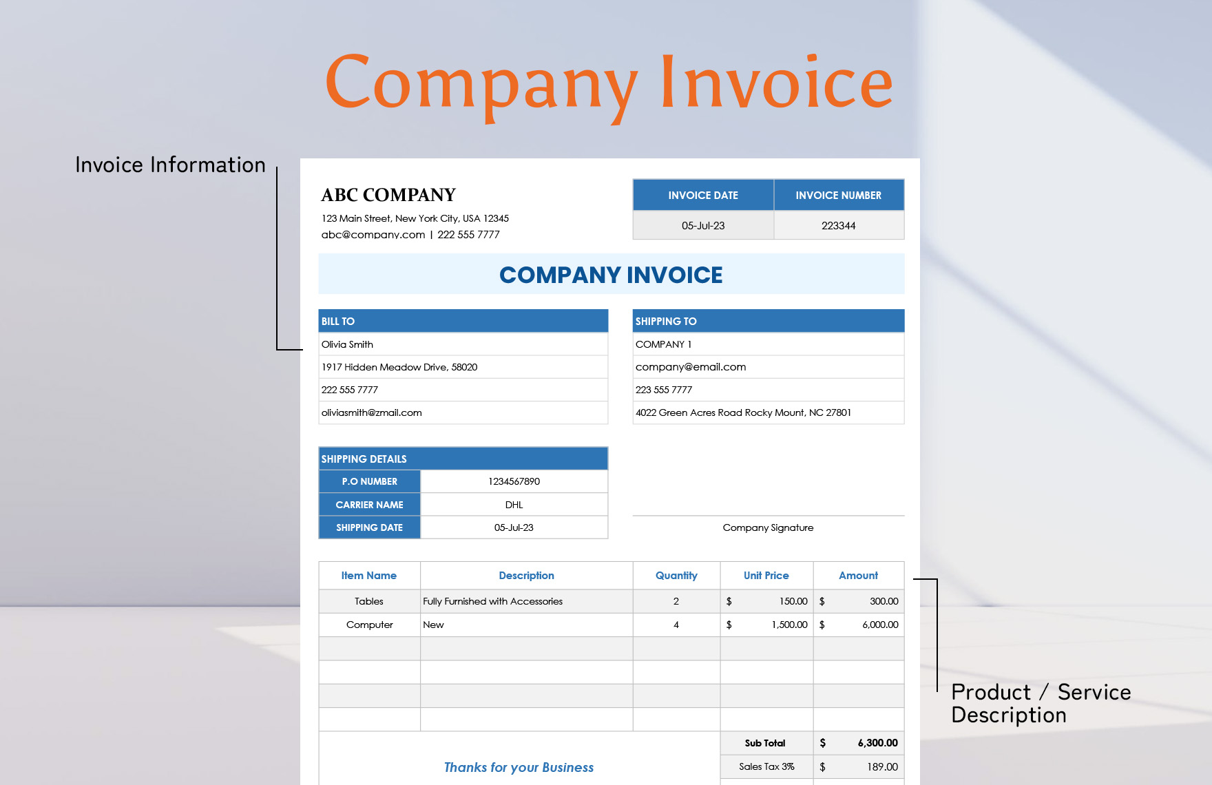 Company Invoice Template