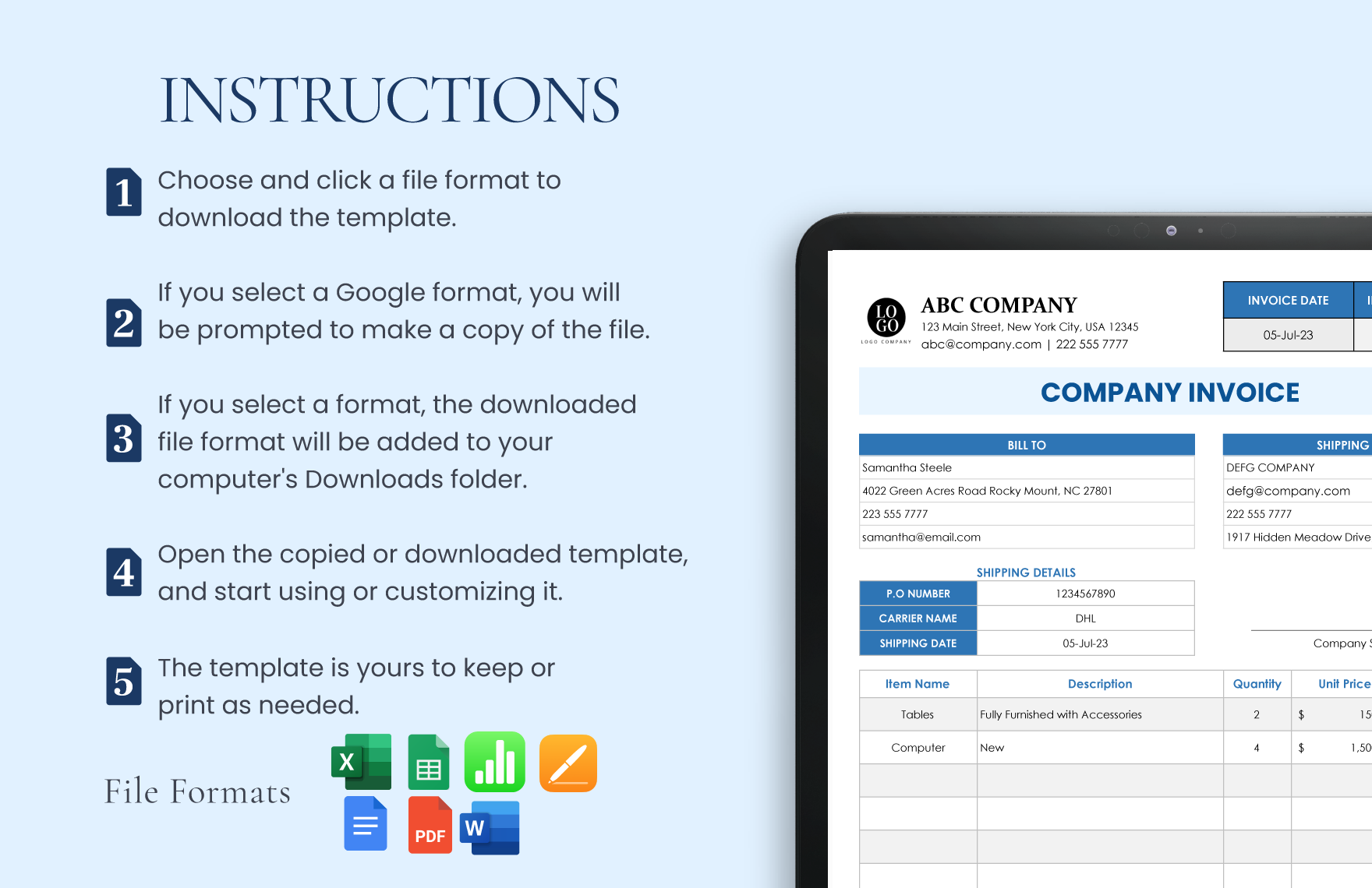 Company Invoice Template - Download in Word, Google Docs, Excel, PDF ...