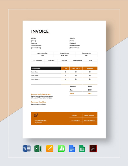 FREE Sales Invoice Word - Template Download | Template.net