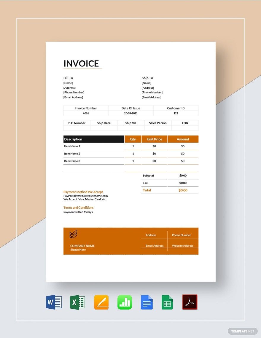 Small Business Sales Invoice Template in Google Docs, Google Sheets, Excel, Word, Apple Numbers, Pages, PDF - Download | Template.net